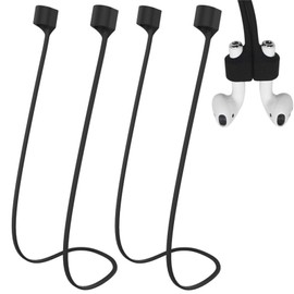 Jinpojun 2X AirPods Halteband, Strap mit Magnet für AirPods Pro 2/1, Zubehör für AirPods 1/2/3 aus Geschmeidigem Silikon-Perfekt, Länge: 72CM (Schwarz)