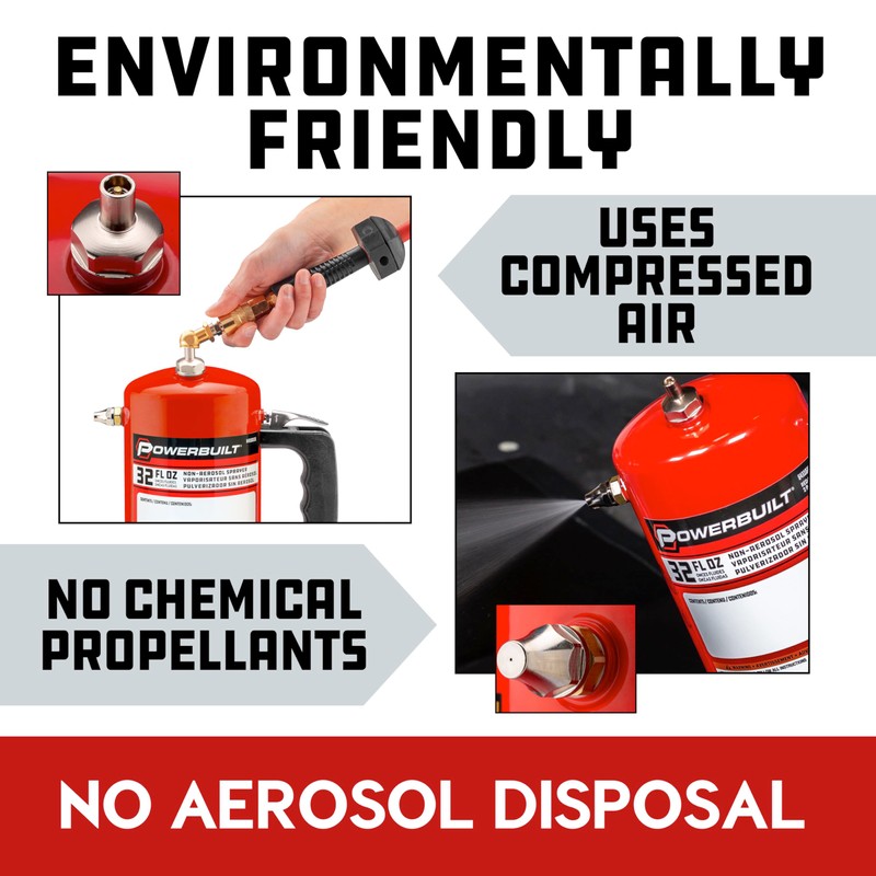 Powerbuilt 1 Quart Refillable Non-Aerosol Pressurized Sprayer for Oil, Lubricants,
