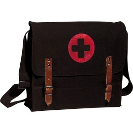 Rothco NATO Medic Canvas Bag Military Red Cross Shoulder Crossbody Messenger Bag - Black NATO