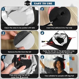 2 Packs Graduation Cap Headband Insert Secures Your Grad Cap and Hairstyle Head Band with EVA Foam Essential Hat Accessories Hairband for Graduates Gift (Round)