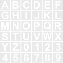 Letter and Number Stencils, 36 Pcs - Alphabet Art Craft Stencils, Reusable Plastic for Painting on Wood, Wall, Fabric, DIY Projects (3 Inch)