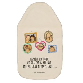 Mr. & Mrs. Panda Hot Water Bottle Hedgehog Family - Gift, Grain Cushion, Hot Water Bottle with Cover, Mum, Cohesion, Hot Water Bottle Cover, Dad