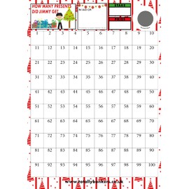 Christmas How Many Presents did Jimmy Get Fundraising Scratch Cards (5 Pack) 100 squares Xmas