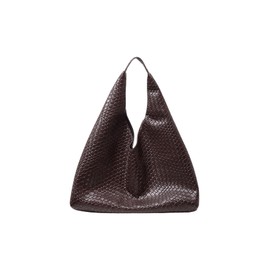 QWINEE Women's Woven Bags Vintage Braided Tote Bag Faux PU Leather Clutch Shoulder Handbags Shoulder Bag Braided Purse Coffee Brown One-Size