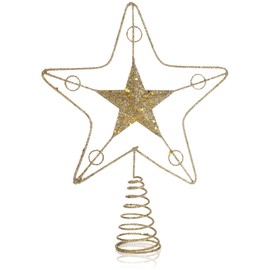 com-four® Christmas decorative star – Christmas decoration star made of metal – standing Christmas star with glitter and sequins (gold/24 cm)