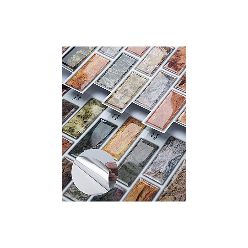 Art3d A17014P6 Peel and Stick backsplash Tile, 6 Sheets, A17014-12