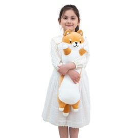 Kekeso Long Shiba Inu Plush Pillow Giant Stuffed Animals Dog Corgi Plush Body Pillow Cartoon Soft Dog Hugging Pillow for Kids Birthday,Valentine,Christmas (Yellow, 70cm/27.55inch)