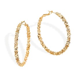 JeanBeau Large Gold Glitter Hoop Earrings for Women Girls Chunky Thick Hoops Big Sparkly texture Beaded Huggie Hypoallergenic Fashion Jewelry Gift