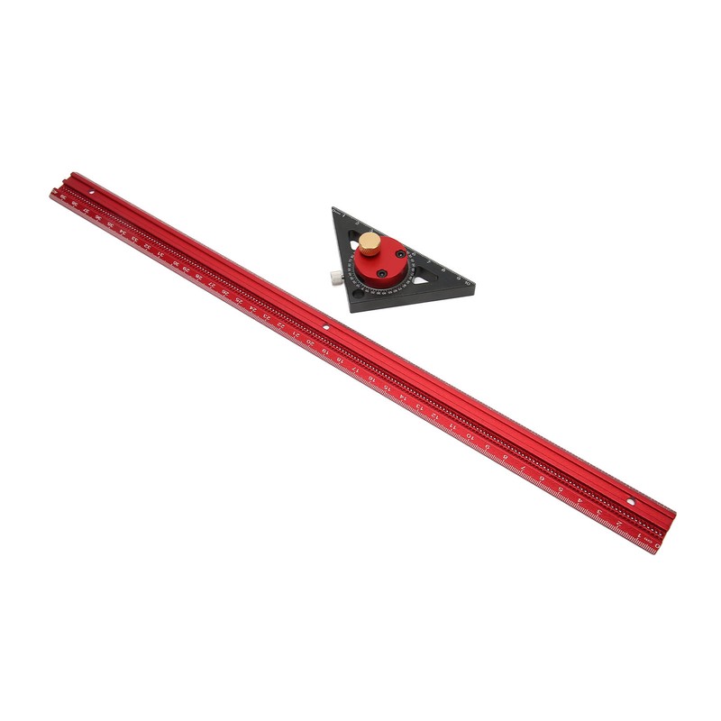 400mm Woodworking Hole Scribing Ruler Aluminum Alloy 360° Rotating Line