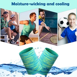 6 Pairs Cooling Wristbands Athletic Exercise Wrist Sweatband Ice Cooling Sweat Absorbing Wristband for Men Women Gym Yoga Sports (Blue, Black, Purple)
