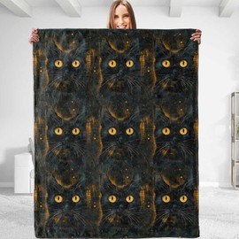 dhakalrlde Cat-Themed Throw Blanket - Plush, Soft, Comfy, Lightweight, Warm, Fuzzy, Anti-Pilling Flannel Blanket for Couch, Sofa, Travel, Bed, Office for Cat Lovers 50in×60in