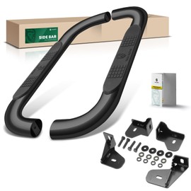 YHTAUTO 4 Inch Running Boards Side Steps Fit Chevy Silverado & GMC Sierra 1500/1500LTD/2500 HD/3500 HD 19-24, Standard/Regular Cab, Oval Bent Ends Carbon Steel Black Powder, Truck Cab Side Step Rails