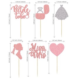 24 piezas de decoración para cupcakes de novia a ser con purpurina, anillo de diamantes para novia, vestido de boda, cupcakes, púas de corazón para decoración de tartas para despedida de soltera, boda, compromiso, despedida de soltera