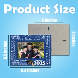 Graduation Wooden Picture Frame With Iron-Good Luck To You-Wood Photo Frame For Graduation 2025, Gifts For High School Graduate University Graduate Display On Table Top, Desk, 4 X 6 Inch Photo(Blue)