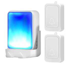 Loud Flash Doorbell with 7 Colors of Bright Light and 4 Volumes, Wireless Doorbells 600 feet,at Home/Office,Suitable for the Elderly, Hearing Impaired People,2 Transmitter with 1 Receivers