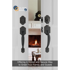 goldenwarm Double Front Door Lock Set, Oil-Rubbed Bronze Double Door Handlewith Dummy, Double Classic Front Door Hardware Set with Reversible Wave Handle Lever, Double Entry Door Lock Set