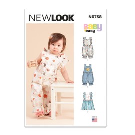 New Look UN6738A Babies' Rompers and Dress Sewing Pattern Packet, Design Code N6738, Sizes NB-S-M-L