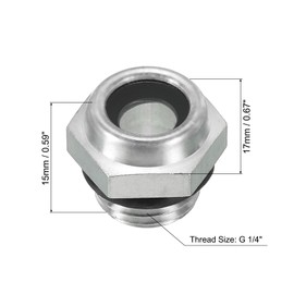 PATIKIL Air Compressor Oil Sight Glass, G 1/4" Male Thread Aluminum Alloy Oil Liquid Level Gauge Pack Air Compressor Parts with O-ring