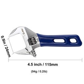 Wide Opening Stubby Adjustable Wrench Spanner with Short Handle Chrome Vanadium Steel Forged (4")