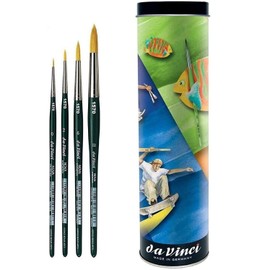 DaVinci ESPACE BEAUX ARTS Da Vinci 1570 Series Watercolour Brush Set of 4 Nova Synthetic No. 0,2,6, 12. Made in Germany + Free Storage Tube