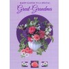 Designer Greetings Pink Flowers in White Vase Inside Purple Foil