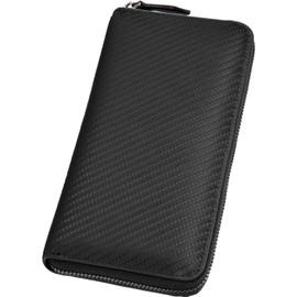 Legare Carbon Leather Long Wallet, Stores Up to 18 Cards, Fits Plenty, Easy to Use, Christmas Gift - red -