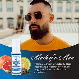 Maestro's Classic Aceite para barba | Hidratante y domina de alto brillo para todos los tipos y longitudes de barba - Mark of a Man Blend, 2 onzas