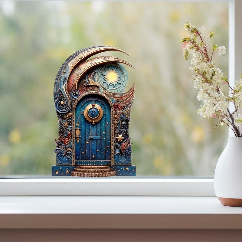 Moon and Stars Fairy Door Wall Decal with 3D Effect