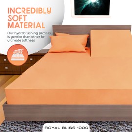 Royal Bliss 1900 Top Split Flex Head King Size Sheet Set - Egyptian Quality Ultra-Soft Bed Sheets | Double Brushed | Deep Pockets- Easy Fit - 4 Piece Set- Fade Resistant(Peach)