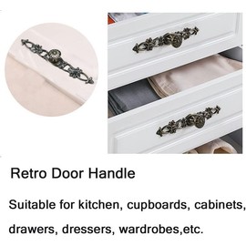 Mgoodoo Pack of 2 Retro Door Handle Metal Knob Cupboard Handle Brass Bronze Drawer Wardrobe Pull Handle 152mm Antique Brass