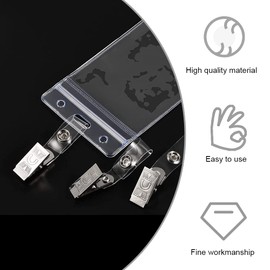 20 Pcs Metal Badge Clips ID Strap Clips Crocodile Style Name Tag Clips with Clear PVC Straps for Badge Holders Office School