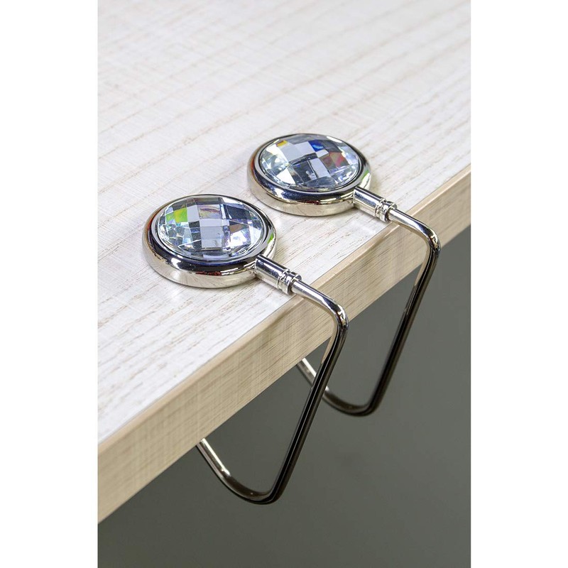TANOSII Purse Hook Mental Clutch Holder Handbag Rhinestone Hanger for