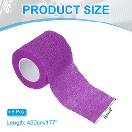 PATIKIL 2" x 177" Self Adhesive Bandage Wrap, 12 Pcs Elastic Self Breathable Self Adherent Wrap Tape for Stretch Athletic Sports Wrist Ankle Outdoor Tape, Purple