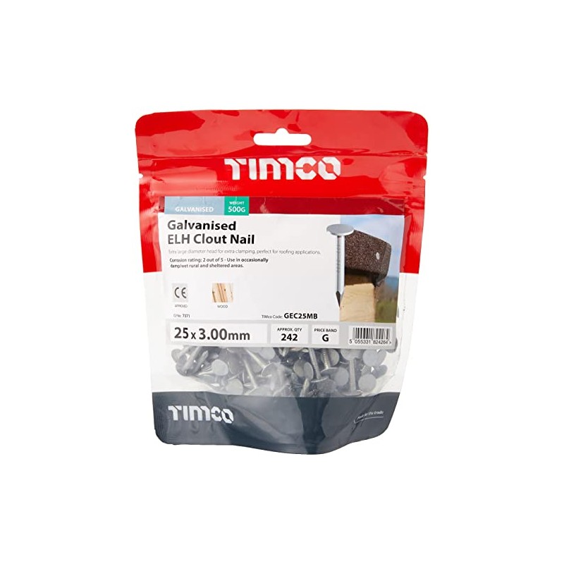 TimCo GEC25MB Galvanized ELH Clout Nails 25 x 3.00 -