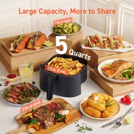 COSORI Air Fryer Pro 9-in-1, Compact 5QT, 450℉: Half Time & Chef-Grade Cook, One-Wipe Clean Glass Panel, 130+ In-App Recipes with Nutritional Info, Nonstick & Dishwasher-Safe Basket, Gray