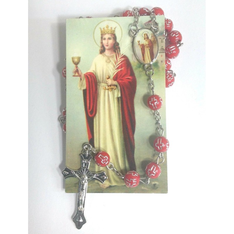 St Barbara Rosary Red Catholic Necklace Santa Barbara Rosario Saint