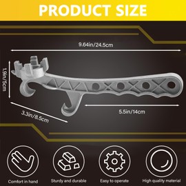 3 in 1 Bucket Opener 5 Gallon, Aluminum Bucket Lid Opener, Multi-Functional Bung Wrench Cap Remover Tool for Prying Twisting Small Large Metal Plastic Can Pail Home Industrial Use (1 Pack)