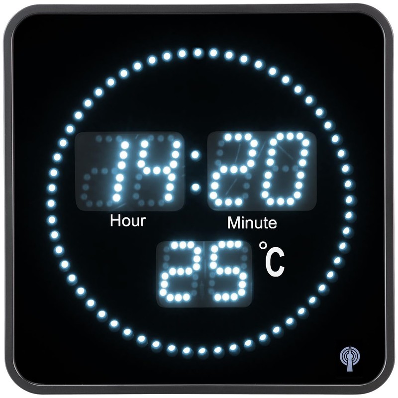 Lunartec LED Clock Wireless Wall Clock: Flat LED Wireless Table