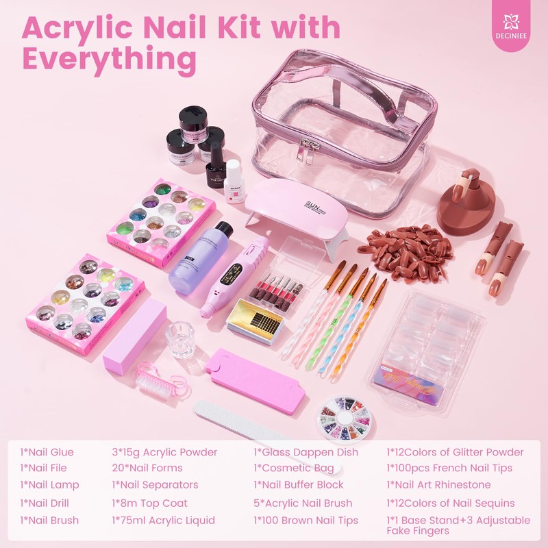Nail Kit for Beginners with Everything: Professional Nail Acrylic Powder