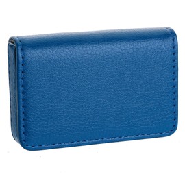 FORYEE Business Card Holder, RFID Blocking PU Leather Wallet with Magnetic for Women and Men, Name ID Credit Card Case, Portable Stylish Carrier Purse for Business Social -LZW Blue