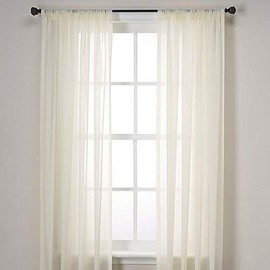 2 Panels Window Sheer Curtains 54" x 84" Inches (108" Total Width), Voile Panels for Bedroom Living Room, Rod Pocket, Decorative Curtains, Solid Sheer Ivory