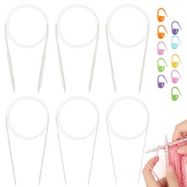 Aeelike Circular Knitting Needles, Circular Knitting Needles Set 80cm UK Size 2mm 3mm 4mm 5mm 6mm 7mm, Long Circular Needles for Knitting, Total Length 32 inch Circular Knitting Needles with Cord