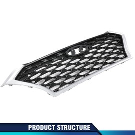 PIT66 Front Upper Bumper Grille Assembly Chrome Trim & Black w/black accents Compatible with 2019-2021 Hyundai Tucson 86350D3500