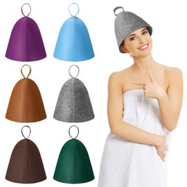 Jiuguva 6 Pcs Sauna Hats Wool Sauna Hats Russian Hat for Banya Women Shower Accessories (Multicolor)