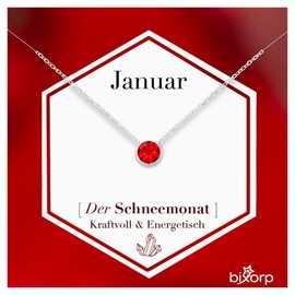 Bixorp Birthstone Necklace with Cubic Zirconia Pendant - Stainless Steel Chain with Round Zirconia Crystal - Gold & Silver, Stainless Steel, Cubic Zirconia