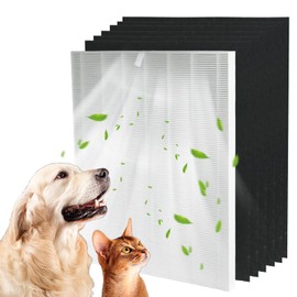 D480 H13 True HEPA Replacement Filter D4 for Winix D480 Air Purifier - Includes 1 HEPA + 6 Carbon Filters (Dust, Pet Dander, Smoke & Odor Removal) Part 1712-0100-00