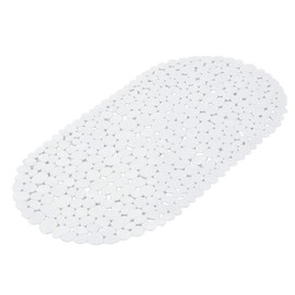Sanixa U6TCA055BC Bath Mat Oval White 69 x 36 cm Non-Slip Bath Mat Bath Mat Bath Mat Non-Slip with Suction Cups Bath Mat (White)