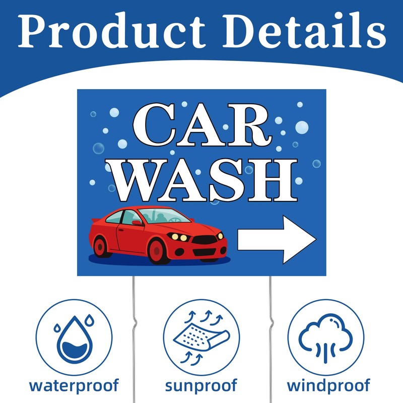 Mindsoft 5 Set Car Wash Sign Include 7 ft Feather