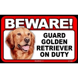 Scanical Beware Guard Dog on Duty Sign - Golden Retriever