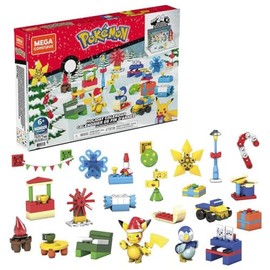MEGA Pokémon Building Toys Set, Holiday Calendar with 202 Pieces, 2 Poseable Characters and Accessories, for Kids | Pokemon
